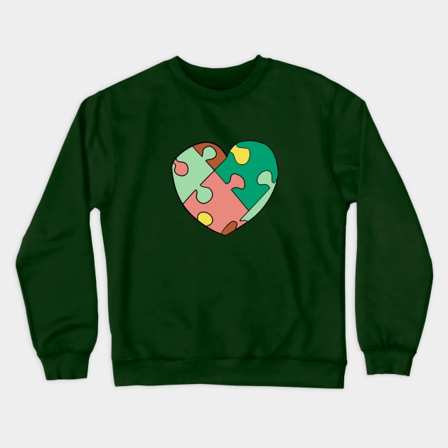 Spring Shades Jigsaw Heart Crewneck Sweatshirt by VazMas Design